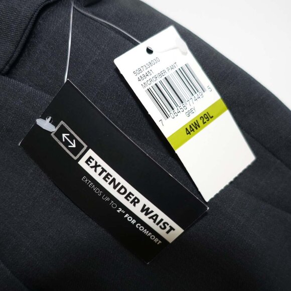 Van Heusen Men's No Iron Dress Pants 44 x 29 NWT Charcoal Gray Pleated Slacks - Picture 3 of 8